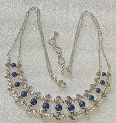 Lucky Brand Ethnic Etruscan style Blue Cabochons 2 Strand Chain Necklace