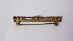 VERY PRETTY ANTIQUE GOLD TOP RHINESTONE BAR PIN 2″