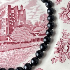 Vintage Black Lucite Beaded Necklace – 18” – Made In Japan – Circa 1950s-1960s