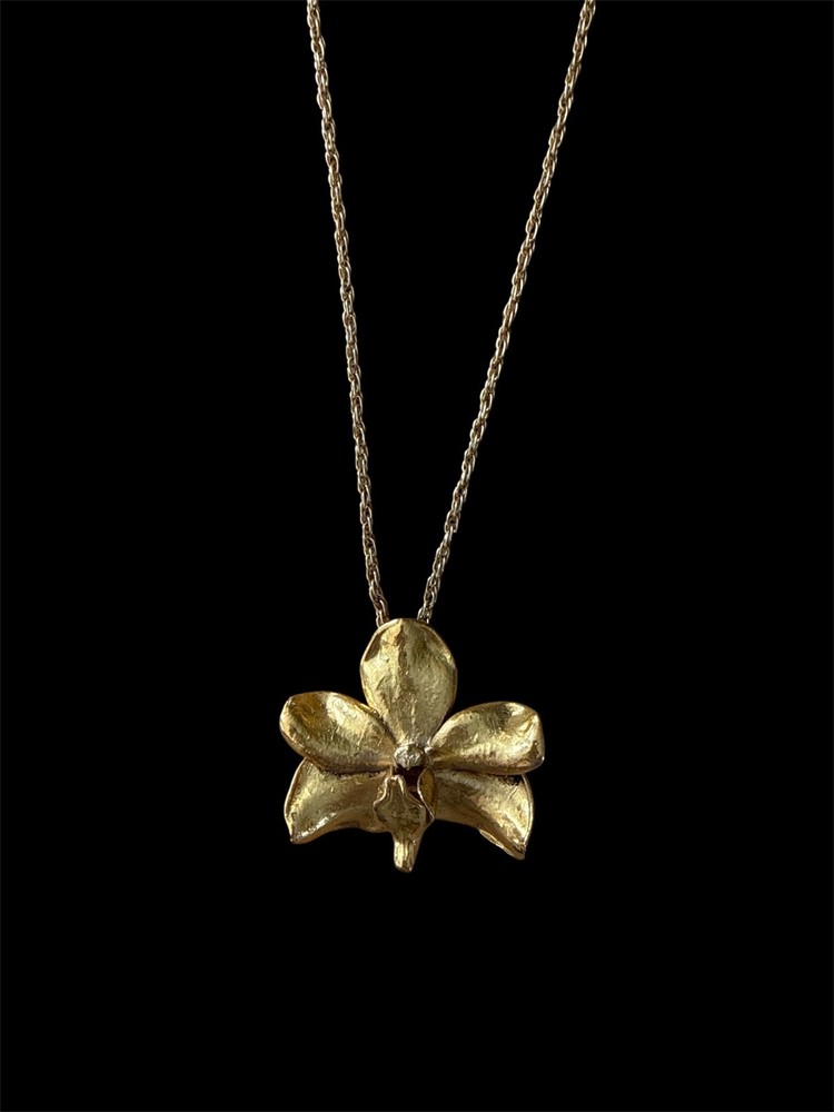PRETTY RISIS Singapore 24K Gold Plated Orchid Flower Necklace