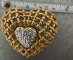 Gold & Silver Tones-Heart Brooch /pin!!