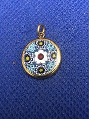 VINTAGE MURANO GOLD TONE MILLEFIORI MULTICOLORED PENDANT CHARM