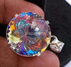 Pretty Round Cut 87 Ct Mystic Topaz 925 Sterling Silver Gemstone Pendant 4OUW