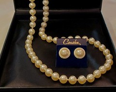 CAROLEE Vintage Earring & Necklace Set, Ivory Faux Pearls, Silver-toned Accents