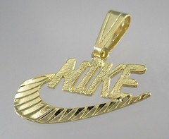 Vintage 90s NOS Gold Tone Diamond Cut NIKE Swoosh Pendant for Necklace 1094