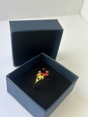 Vintage Red Cubic Zirconia Ring Gold Plated Womens Size 9