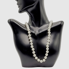 Career Classic Knotted Coated Glass Faux Pearl Silver Tone Vintage Necklace