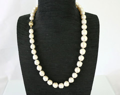 Vintage 14K Cultured Circled Graduated 8.5 ~11.4mm Pearl Strand Necklace 18.5″