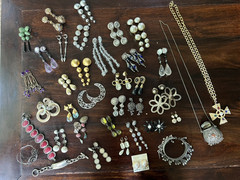 Vintage Costume Jewelry Lot 1980s/1990s Earrings Necklaces Bracelets-some signed