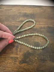 Vintage Light Green Prehnite Beaded Strand Necklace Round Gemstone 20 Inch