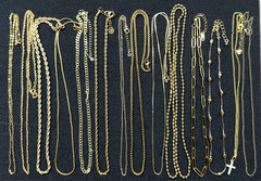 100 pcs Vintage Now Gold Tone Pendants Chains Necklaces Lot Signed & Unsigned