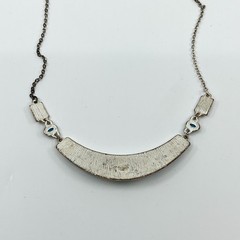Vintage Silver Tone Turquoise Color Cabochon Statement Bib Necklace Retro Boho