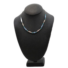 Southwestern Style Multi Color Blue Stone and Metal Vintage Necklace 17 Inch