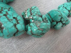 12 Turquoise Howlite Nugget Necklace – w/ Metal Tag – Marked – 15″ long – 4 213