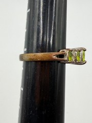 VINTAGE RING MARQUISE-CUT PERIDOT ROUND CUBIC ZIRCONIA GEMSTONES SIZE 7.25