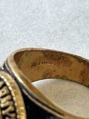 Vintage US Army MP Police Ring Size 6.5 With Simulated Emerald