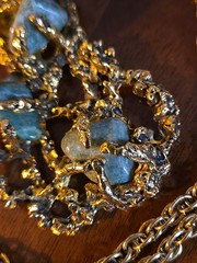 Vintage Mid Century Brutalist Mineral Gemstone Jewelry MCM Statement Necklace