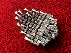 Vintage Brooch pin White stone glass 11 pendants USSR