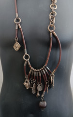 UNOde50 Rare Boho Leather Charm Necklace Statement Talismans Spiritual Unisex