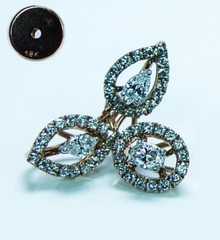 Vintage Marquise Oval Pear Diamond Earrings Pendant Set 18K Rose Gold Designer