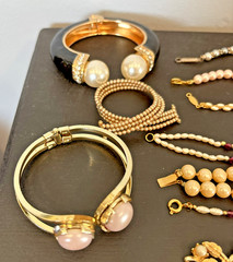 Lot 16 Vintage Now Simulated Faux Pearl Bracelets 2 Napier 1 Coro 2 Patented