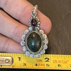 Statement Sterling Silver Designer Jade Pendant Vintage Elaborate 13g 9h