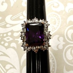 Vintage Jolie Gabor Faux Purple Amethyst and Cubic Zirconia Ring Size 7