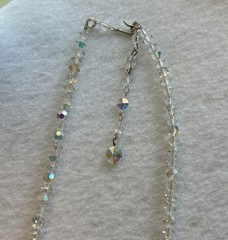 Vintage AB Aurora Borealis Faceted Glass Bead Necklace 34″