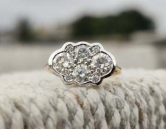 Art Deco Style Round Cut Lab-Created Diamond 14K Yellow Gold FN Anniversary Ring