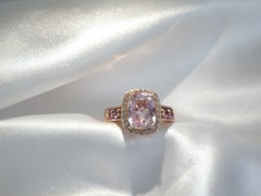 Rose Gold on Sterling Silver 925 Natural Irradiated Morganite Size 6 Ring