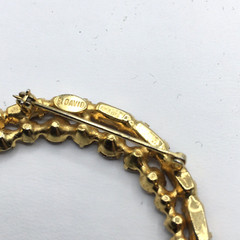 B David Clear Gold Tone Red Rhinestone Crescent Moon Star Brooch Pins