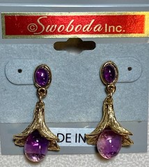 AUTHENTIC SWOBODA DANGLE EARRINGS ~ AMETHYST ~ PIERCED ~ STUNNING!