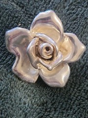 Vtg. Bat-Ami Rose Brooch/ Made In Israel / 925 Sterling Silver