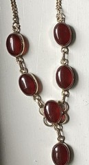 Vintage Neckless Cornelian 925 Silver Chain 19 Inch In The Gift Box