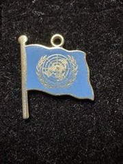 Vintage Sterling Silver United Nations UN Flag Pendant Charm Insignia Enamel