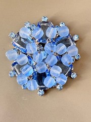 Vintage Verified JULIANA Bracelets, Brooch & Earring Set, Blue Octagon & Beads