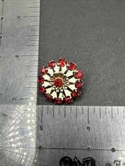 Vintage Red Rhinestone Flower Brooch J42