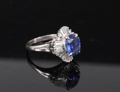 2.62ct GIA Ceylon Heated Sapphire & 0.47ct Diamond Platinum Ring Size 5.25, 7.5g