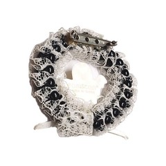 Vintage Handmade Amscan Ghost Round Wreath Pin Brooch Black & White Halloween