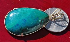 14k yellow gold pendant 38.7ct turquoise solitaire 1920’s antique 10.5gr N2606D