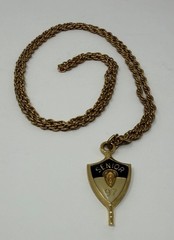 Vintage Jostens Pendant w/ Necklace- Shield/ Key Pendant- Gold Tone Chain- 1997