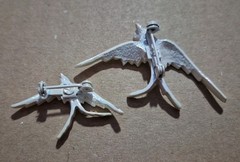 Vintage White Iridescent Enamel Swallow Birds Pins Set Of 2-READ*