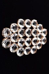 Vintage Clear Rhinestone Bezel Crystal Cluster Brooch Heavy Statement 60s BinBK