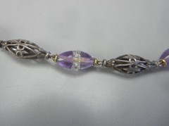 Art Deco 1920s Bracelet Sterling Silver 14K Gold Amethyst Rock Crystal Quartz