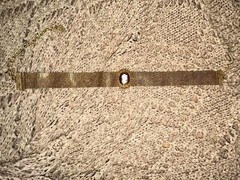 Vintage Gold Tone Mesh Choker Necklace with Oval Cameo Centerpiece