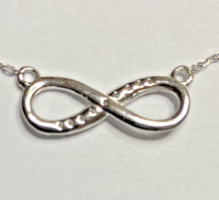 VTG Sterling Silver JC Signed CZ Infinity Necklace 16″/18″ NWT Gift Box