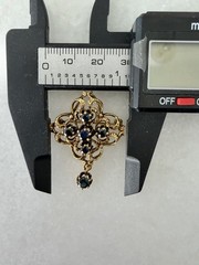 Vintage 14k Brooch Or Pendant W/ Blue Sapphire 6grams 1″ 1940s