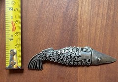 Beautiful Vintage Solid 925 Sterling Silver Fish Brooch / Pin