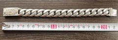 Heavy ~80g Floral Cross ID Bracelet 8.5in Chunky Silver Tone Vintage Gothic