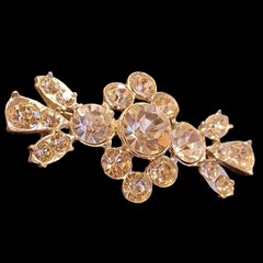 Vintage Silver Pot Metal Paste Rhinestone Brooch 2.25 X 1in